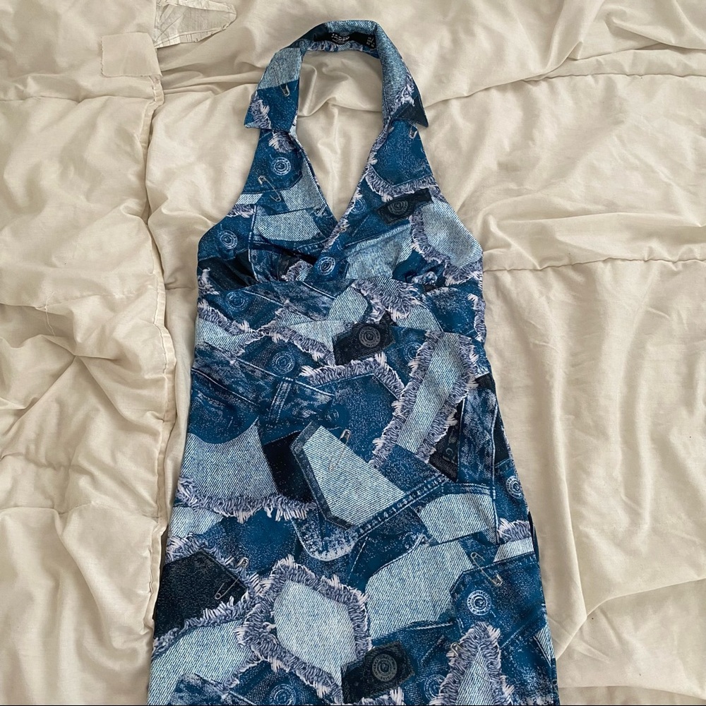 Jaded London denim halter mini dress
